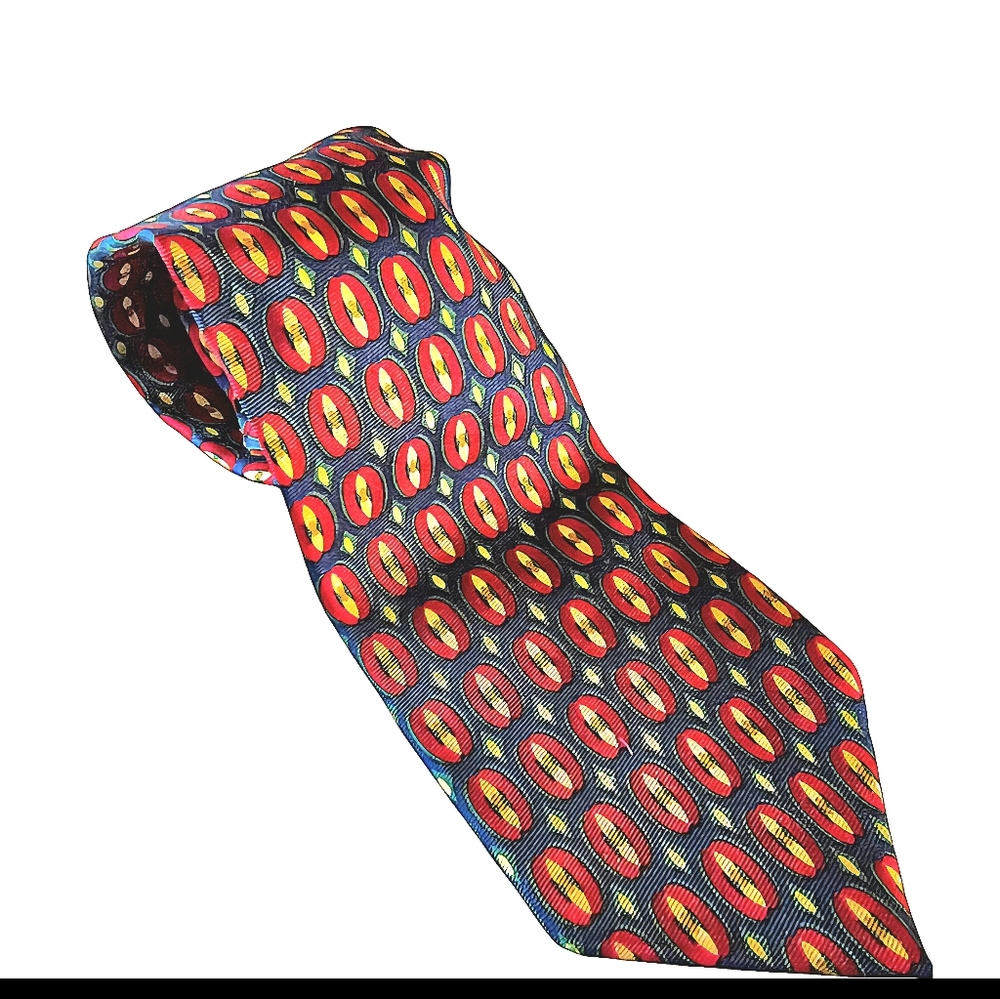 Burberrys of London Tie VINTAGE 100% Silk Made USA Navy Geo, Burberry Necktie